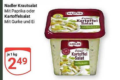 Nadler Krautsalat mit Paprika oder Kartoffelsalat mit Gurke und Ei