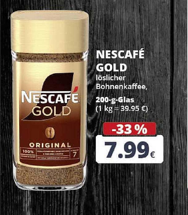 NESCAFÉ GOLD löslicher Bohnenkaffee, 200-g-Glas