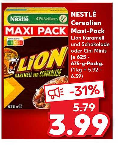 NESTLÉ Cerealien Maxi-Pack Lion Karamell und Schokolade oder Cini Minis 675 g