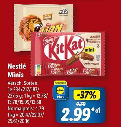 Nestlé Minis – KitKat und Lion Riegel