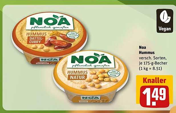 Noa Hummus, verschiedene Sorten, je 175-g-Becher