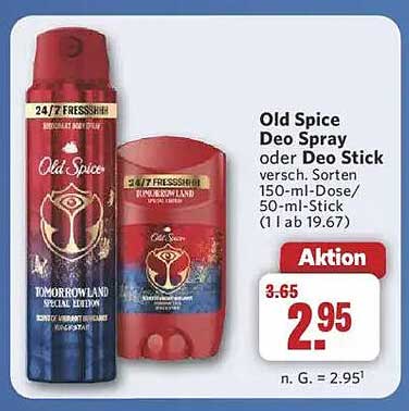 Old Spice Deo Spray oder Deo Stick verschiedene Sorten 150-ml-Dose/50-ml-Stick