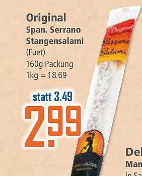 Original Span. Serrano Stangensalami (Fuet) 160g Packung