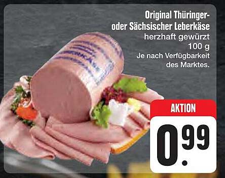 Original Thüringer- oder Sächsischer Leberkäse herzhaft gewürzt 100 g