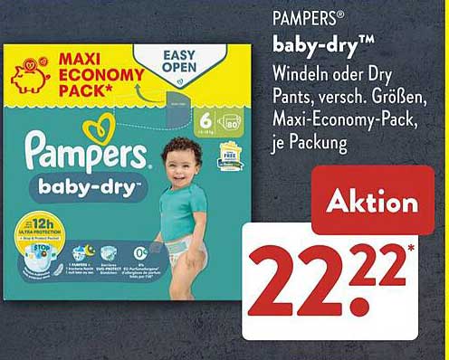 Pampers baby-dry™ Windeln oder Dry Pants, versch. Größen, Maxi-Economy-Pack, je Packung