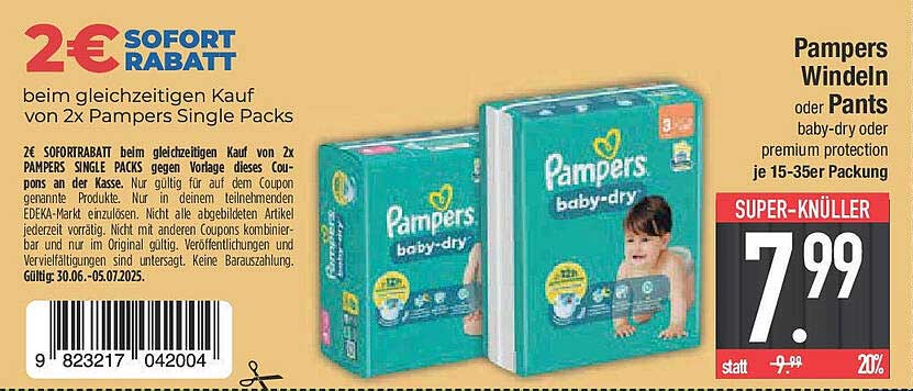 Pampers Windeln oder Pants, baby-dry oder premium protection je 15-35er Packung