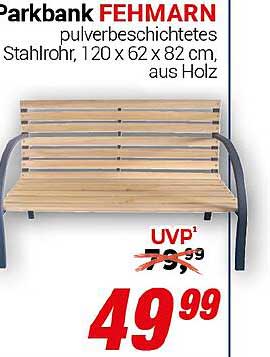 Parkbank FEHMARN - pulverbeschichtetes Stahlrohr, 120 x 62 x 82 cm, aus Holz