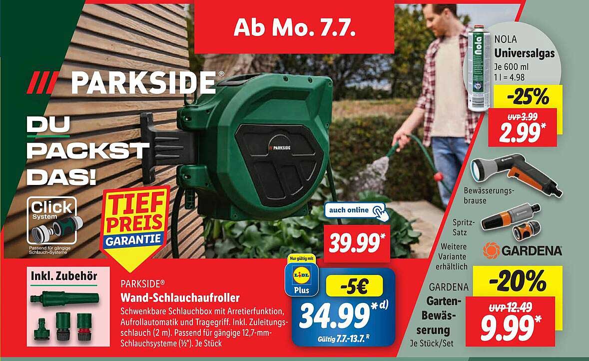 PARKSIDE® Wand-Schlauchaufroller
