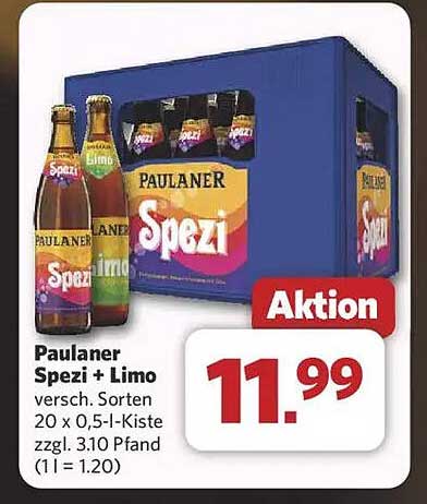 Paulaner Spezi + Limo 20 x 0,5 l-Kiste
