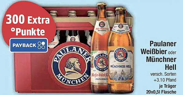 Paulaner Weißbier oder Münchner Hell 20x0,5l Flasche