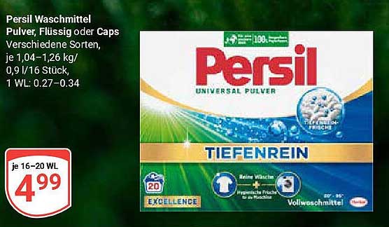 Persil Waschmittel Pulver, Flüssig oder Caps - 4,99€