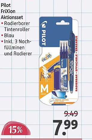 Pilot FriXion Aktionsset - Radierbarer Tintenroller Blau