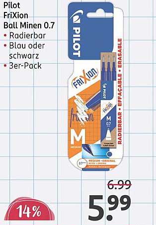 Pilot FriXion Ball Minen 0.7 - 3er-Pack, radierbar, blau oder schwarz