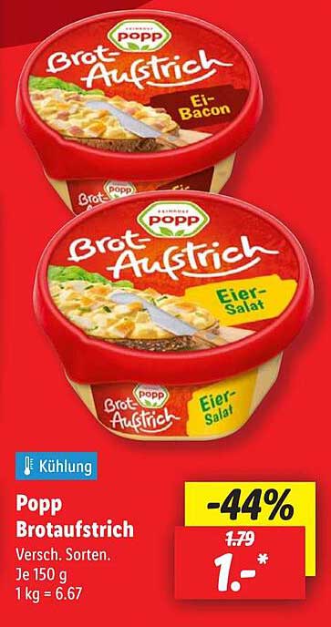 Popp Brotaufstrich - Ei-Bacon und Eier-Salat