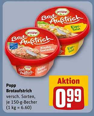 Popp Brotaufstrich - Verschiedene Sorten, je 150-g-Becher