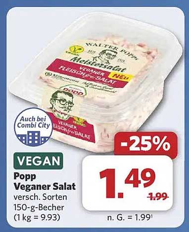 Popp Veganer Salat – Verschiedene Sorten 150-g-Becher