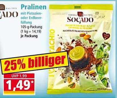 Pralinen mit Pistazien- oder Erdbeerfüllung 105-g-Packung