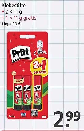 Pritt Klebestifte 2 x 11 g + 1 x 11 g gratis