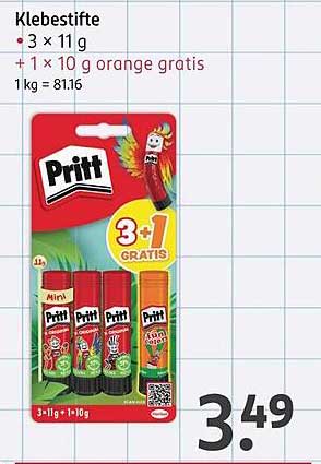 Pritt Klebestifte 3 + 1 Gratis - Ideal für Schule und Bastelprojekte