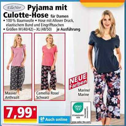Pyjama mit Culotte-Hose für Damen