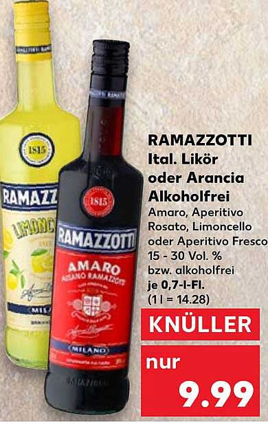 RAMAZZOTTI Ital. Likör oder Arancia alkoholfrei