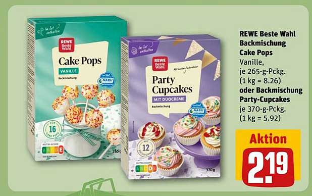 REWE Beste Wahl Backmischung Cake Pops und Party Cupcakes