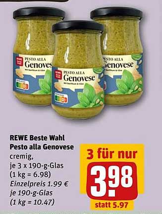 REWE Beste Wahl Pesto alla Genovese - 3 für nur 3,98 €