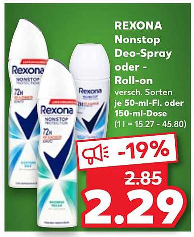 REXONA Nonstop Deo-Spray oder Roll-on 150-ml-Dose