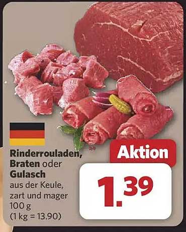 Rinderrouladen, Braten oder Gulasch 100 g - Aktion