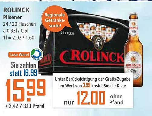 ROLINCK Pilsener 24er Kasten zum Sonderpreis
