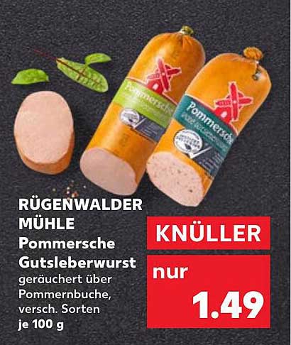Rügenwalder Mühle Pommersche Gutsleberwurst geräuchert über Pommern Buchen, versch. Sorten