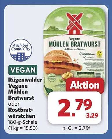 Rügenwalder Vegane Mühlen Bratwurst oder Rostbratwürstchen 180-g-Schale