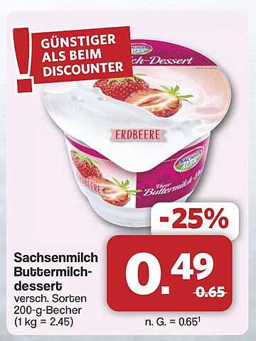 Sachsemilch Buttermilch-Dessert Erdbeere 200g