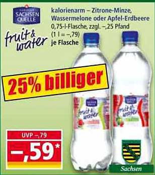 Sachsen Quelle fruit & water - kalorienarm in verschiedenen Geschmacksrichtungen