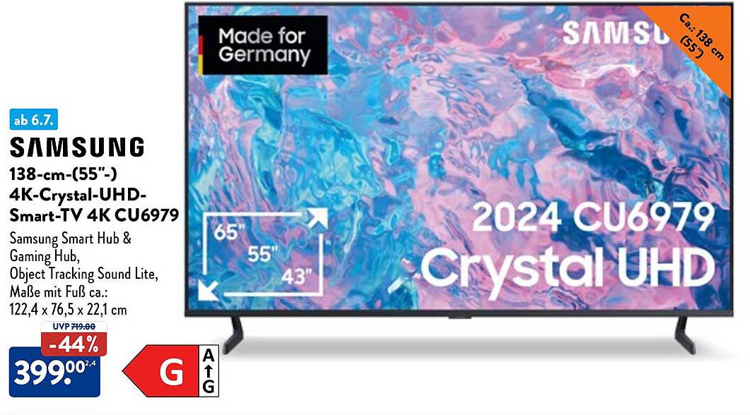 Samsung 138-cm-(55'') 4K-Crystal-UHD-Smart-TV CU6979