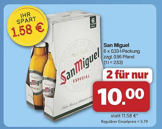San Miguel 6 x 0,33 l-Packung zum Sonderpreis