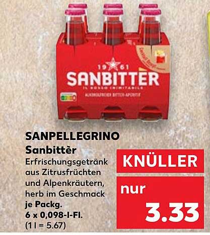 San Pellegrino Sanbitter Erfrischungsgetränk 6 x 0,098 l