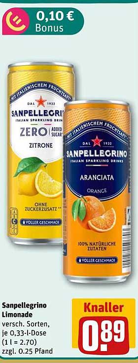 Sanpellegrino Limonade - verschiedene Sorten