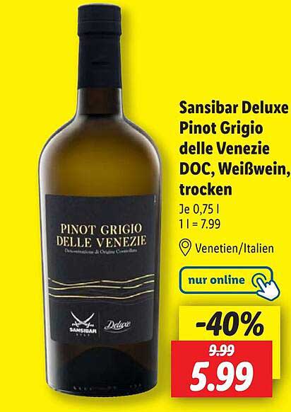 Sansibar Deluxe Pinot Grigio delle Venezie DOC, Weißwein, trocken