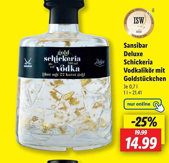 Sansibar Deluxe Schickeria Vodkalikör mit Goldstückchen