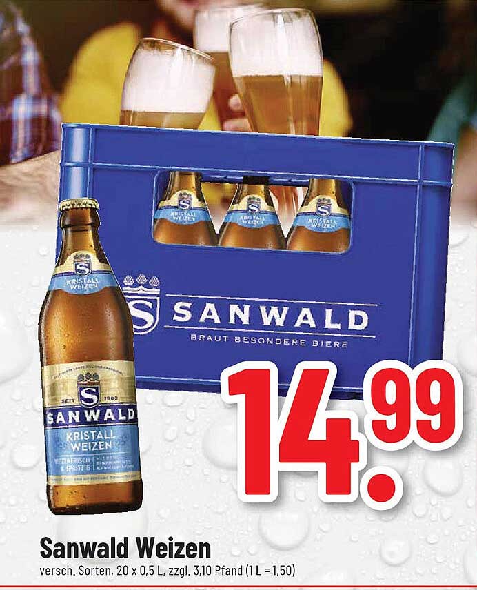 Sanwald Weizen 20 x 0,5 L - kristallklarer Genuss