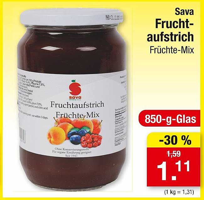 Sava Fruchtaufstrich Früchte-Mix 850 g