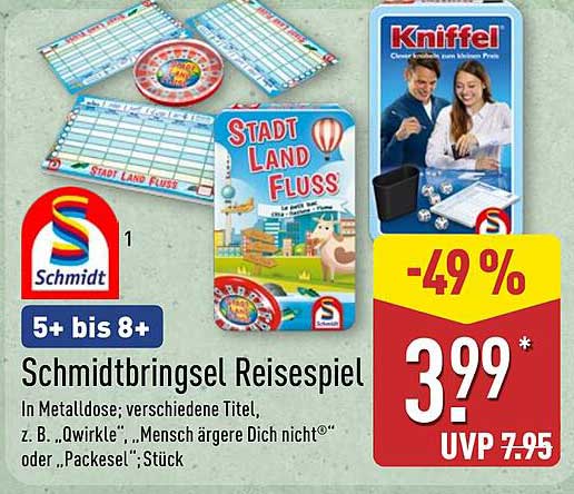 SchmidtbringSel Reisespiel in Metalldose – verschiedene Titel