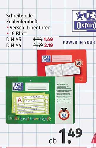 Schreib- oder Zahlenheft - Verschiedene Lineaturen