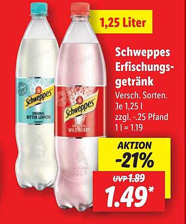 Schweppes Erfrischungsgetränk 1,25 Liter