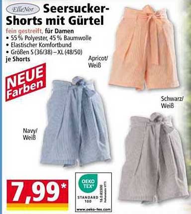 Seersucker-Shorts mit Gürtel für Damen