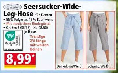 Seersucker-Wide-Leg-Hose für Damen