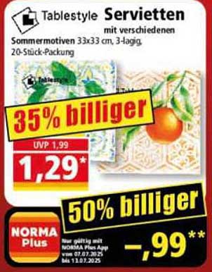 Servietten mit verschiedenen Sommermotiven – 20 Stück, 3-lagig