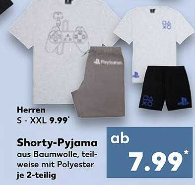 Shorty-Pyjama aus Baumwolle, teilweise mit Polyester, je 2-teilig