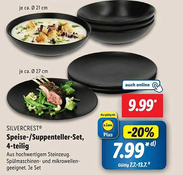 SILVERCREST® Speise-/Suppenteller-Set, 4-teilig